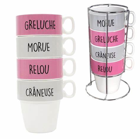 Set de 4 tasses et leur support