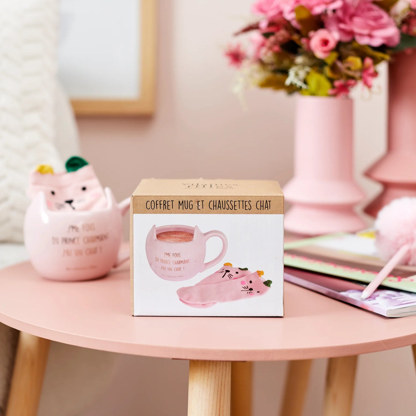 Coffret chaussettes et mug Chat