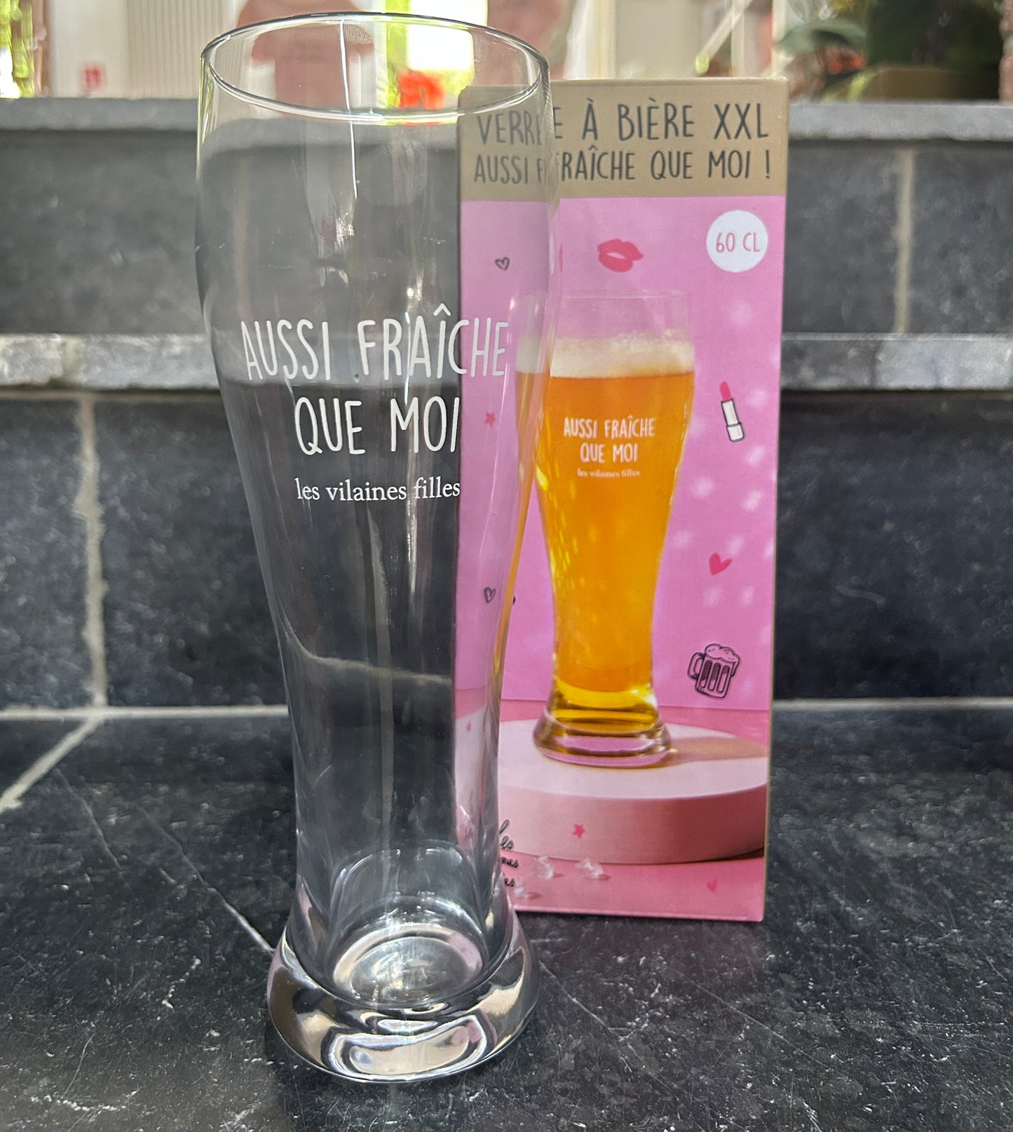 Verre à bière XXL « Aussi fraîche que moi »