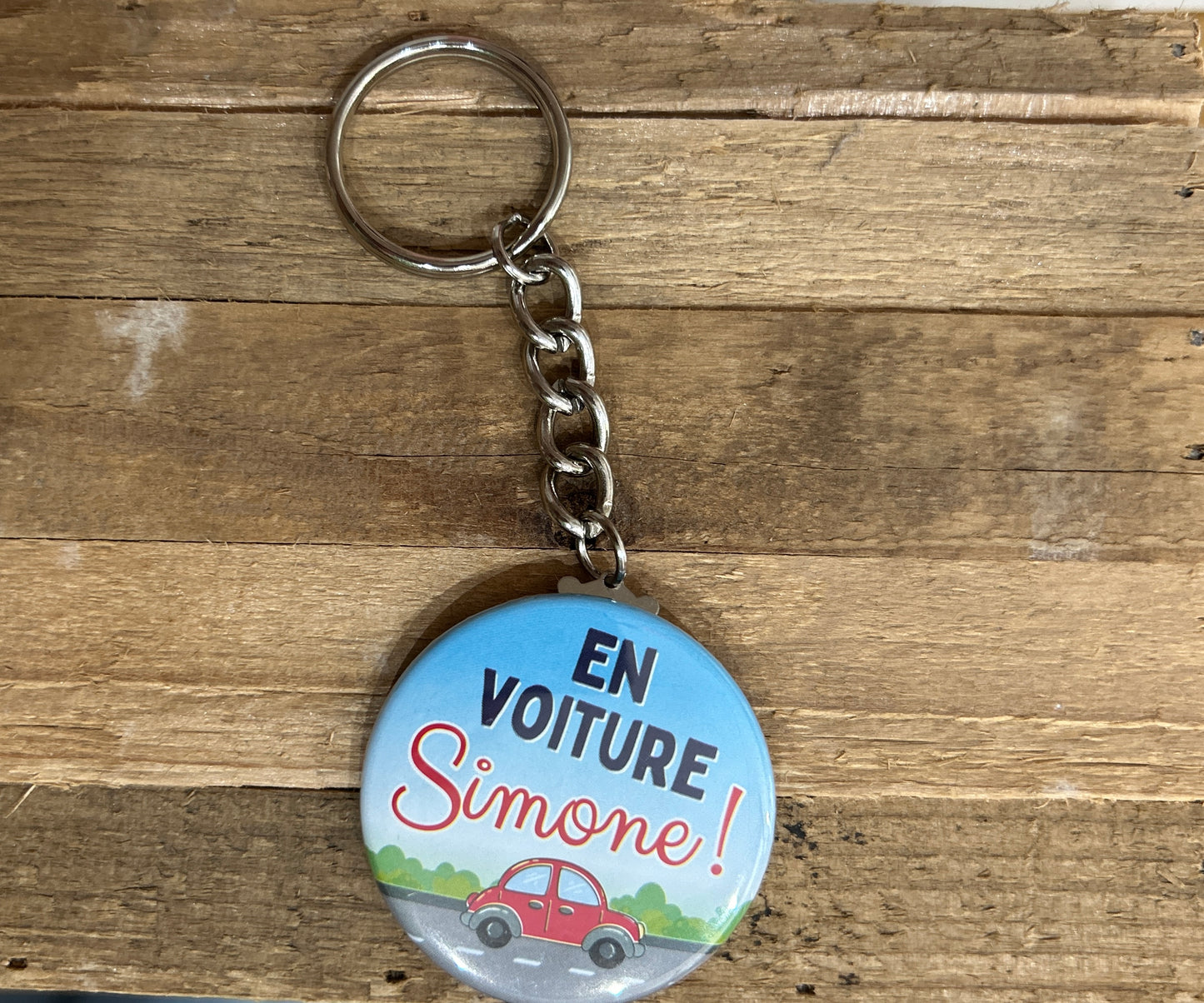 Porte clé « En voiture Simone »