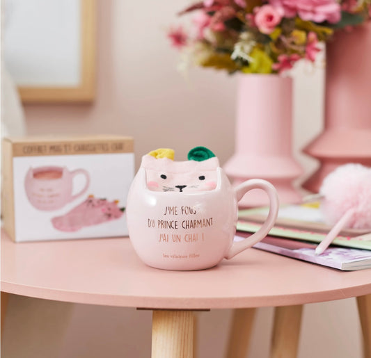 Coffret chaussettes et mug Chat