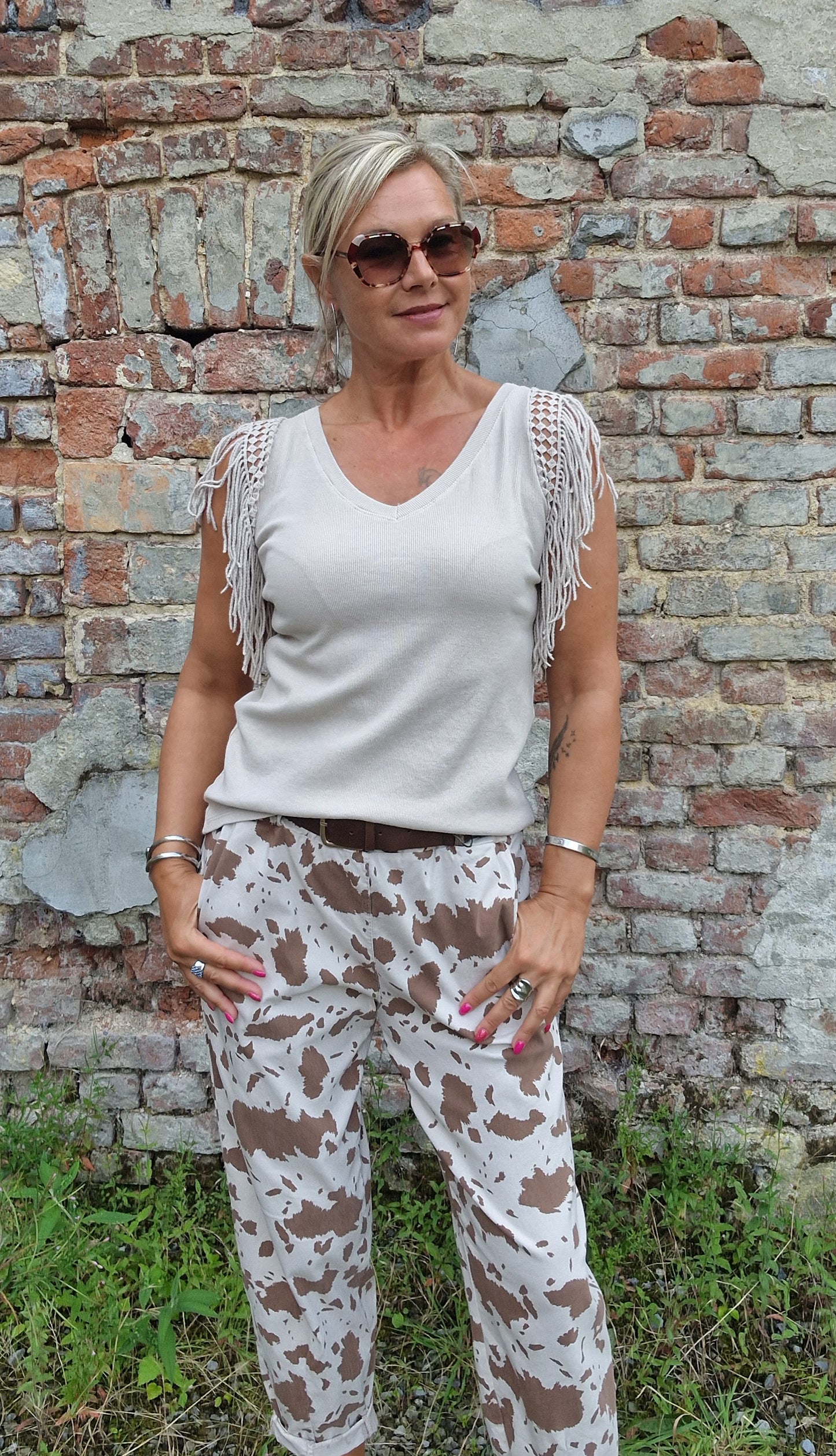 Tee shirt côtelé et franges