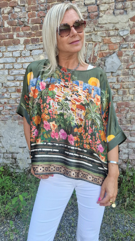 Blouse satin paysage