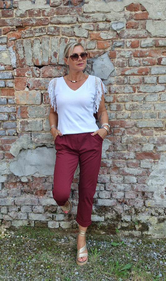 Tee shirt côtelé et franges